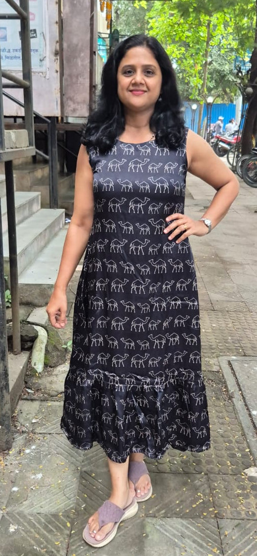 Black Mashru Silk One Piece