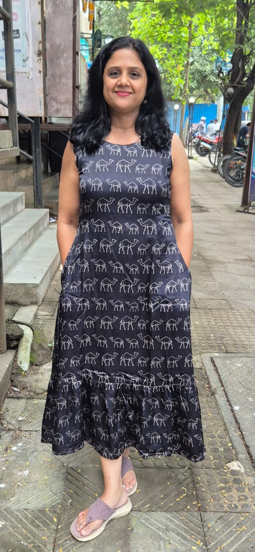 Black Mashru Silk One Piece