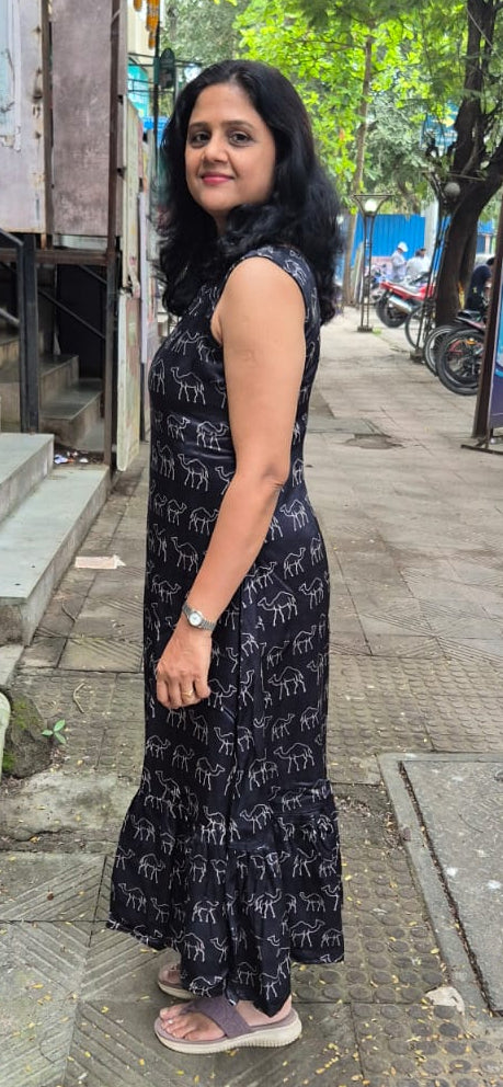 Black Mashru Silk One Piece