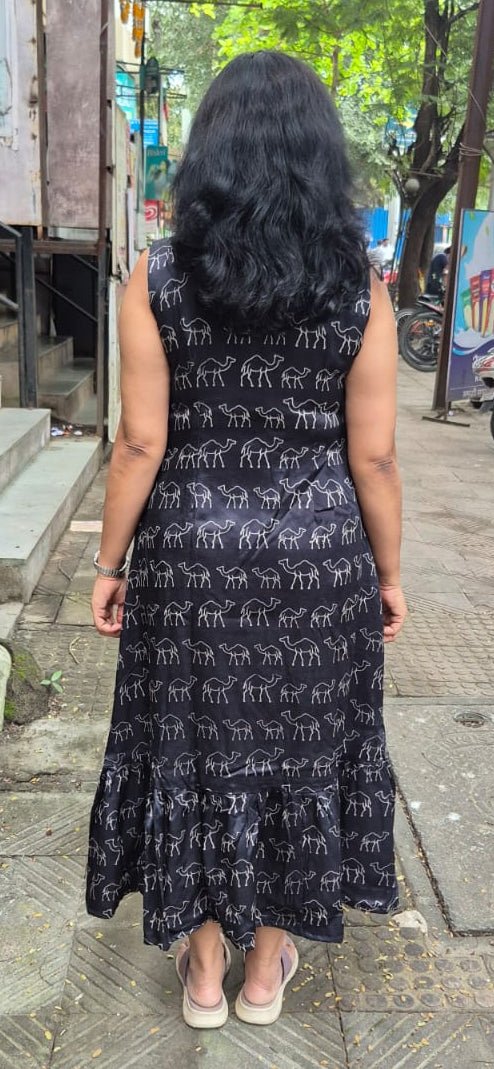 Black Mashru Silk One Piece