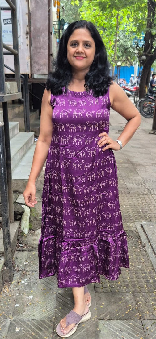 Purple Mashru Silk One Piece