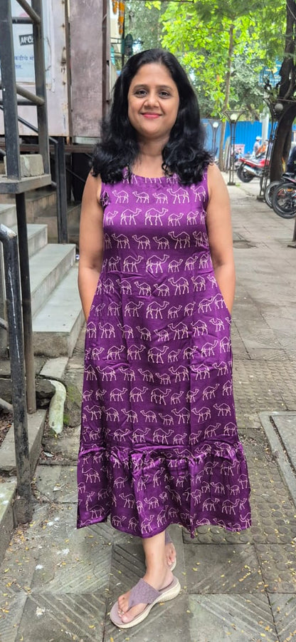 Purple Mashru Silk One Piece