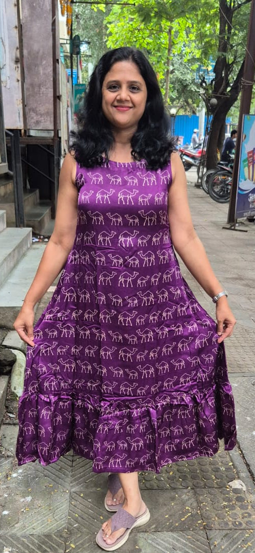 Purple Mashru Silk One Piece