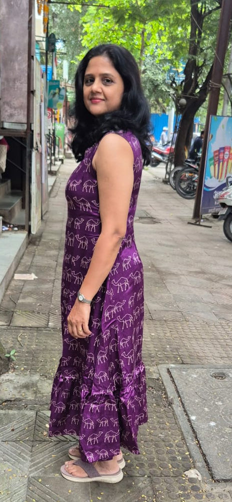 Purple Mashru Silk One Piece