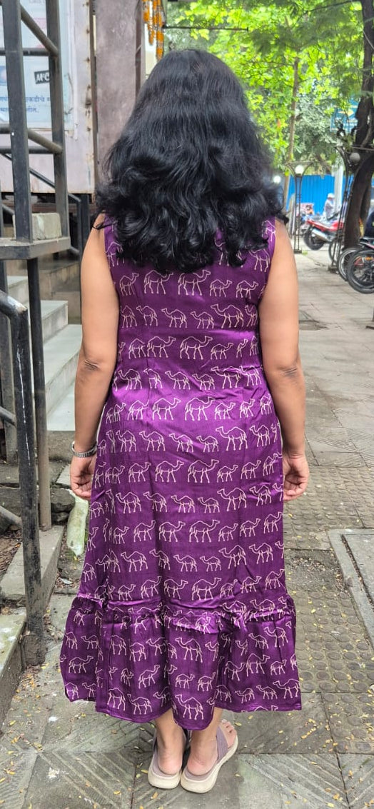 Purple Mashru Silk One Piece
