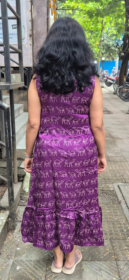 Purple Mashru Silk One Piece