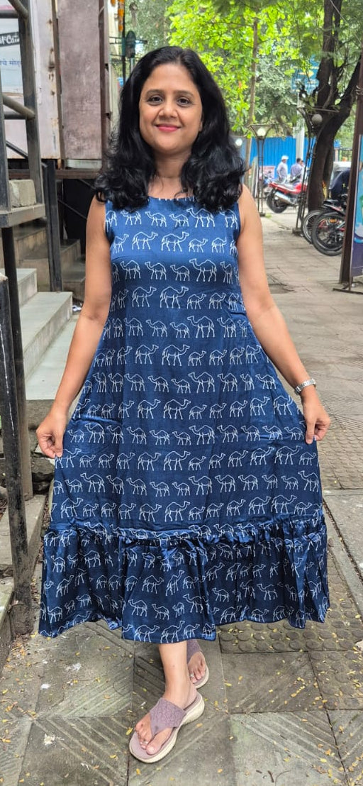 Blue Mashru Silk One Piece