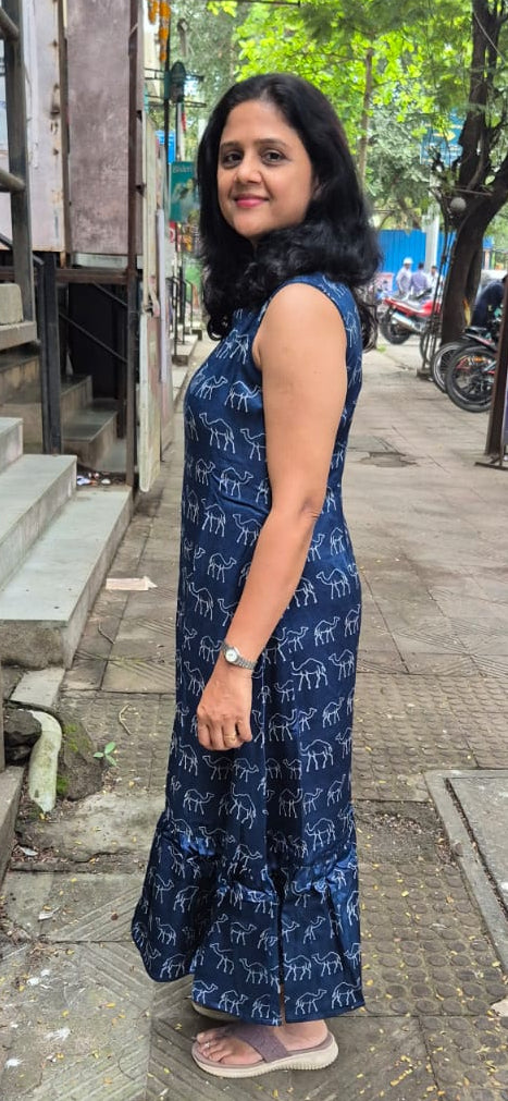 Blue Mashru Silk One Piece