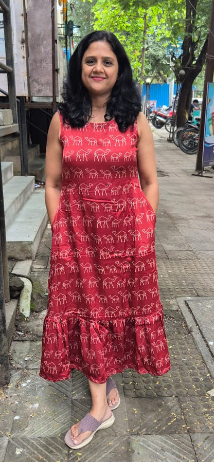 Maroon Mashru Silk One Piece