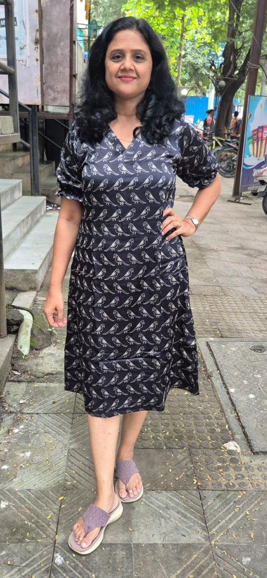 Black Mashru Silk One Piece