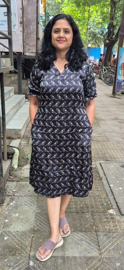 Black Mashru Silk One Piece