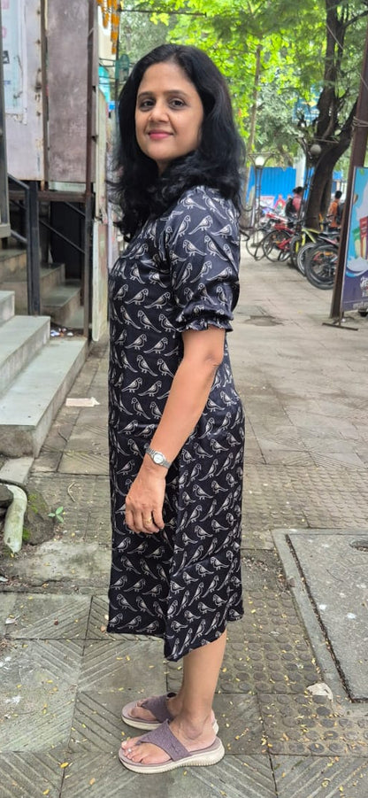 Black Mashru Silk One Piece