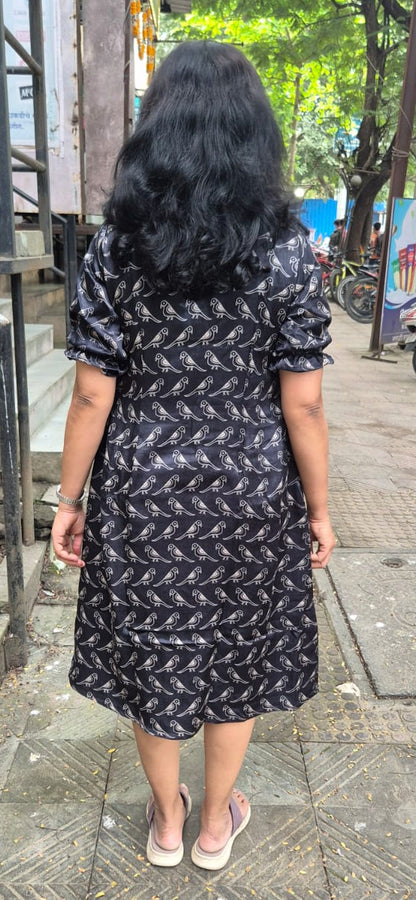 Black Mashru Silk One Piece