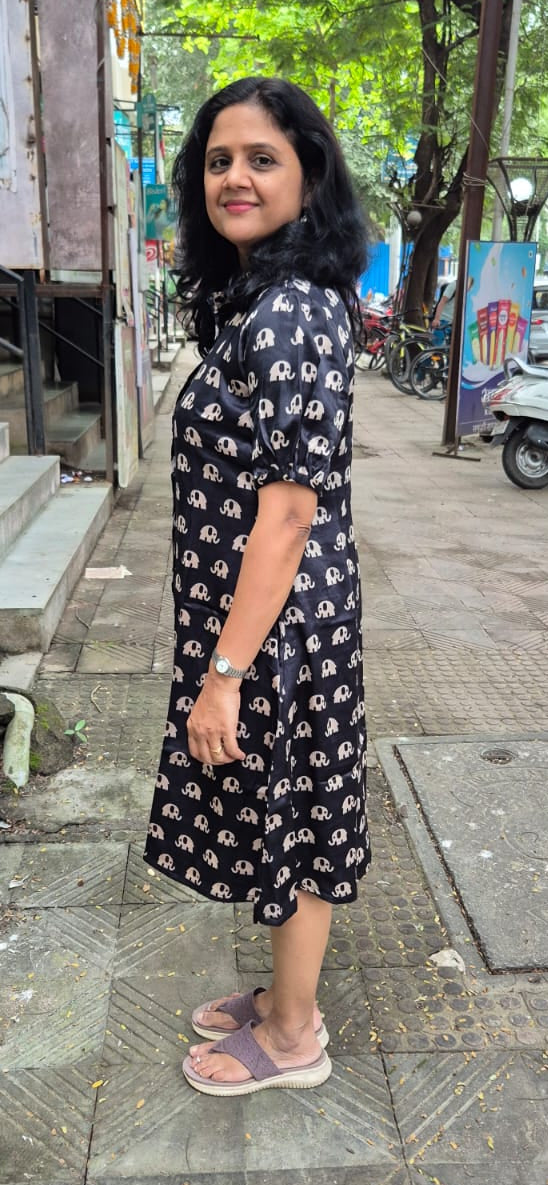 : Black Mashru Silk Knee Length One Piece