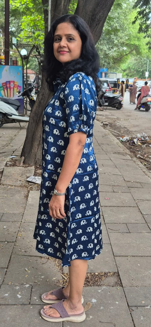 Blue Mashru Silk Knee Length One Piece