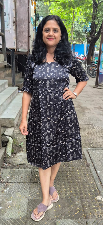 Black Mashru Silk One Piece