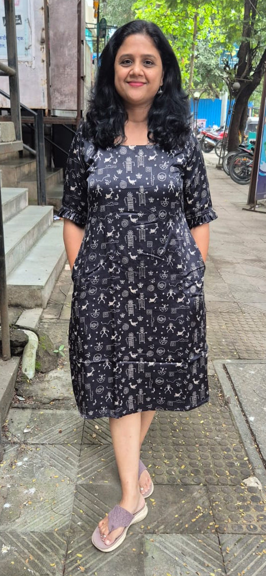 Black Mashru Silk One Piece