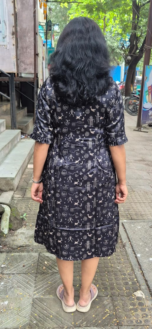 Black Mashru Silk One Piece