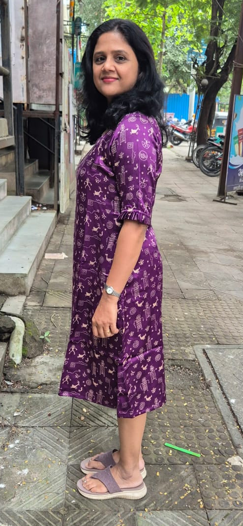 Purple Mashru Silk Knee Length One Piece