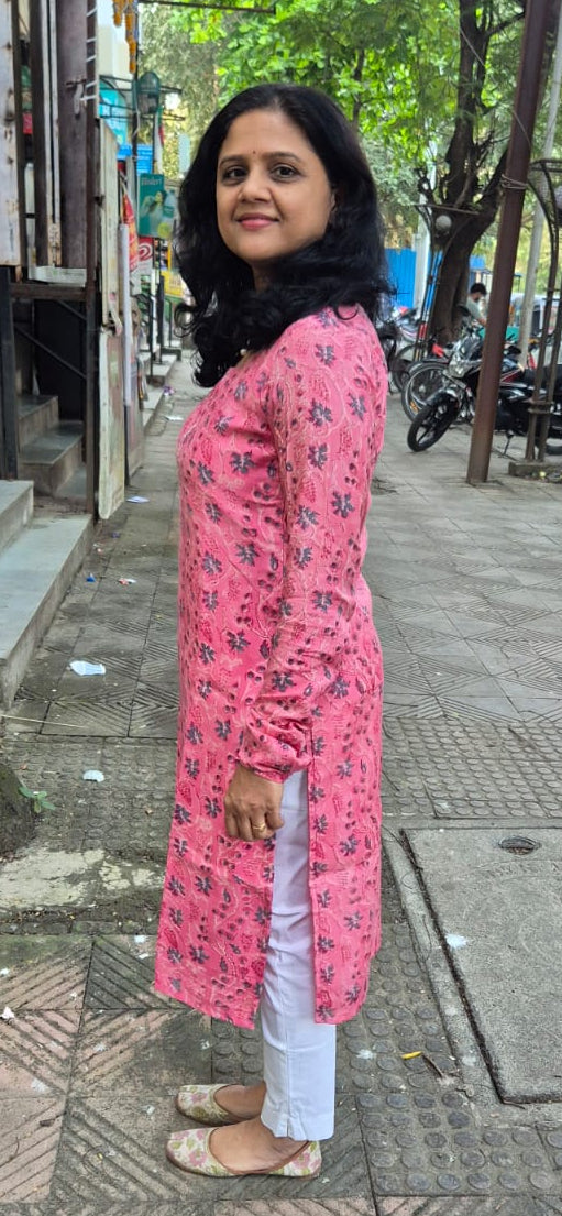Pink Muslin Cotton Block Printed Kurta