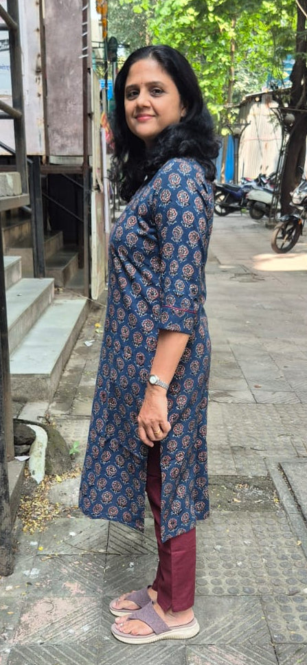 Blue Ajrakh Cotton Kurta
