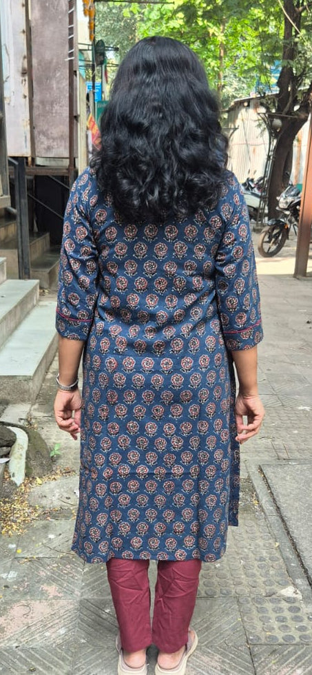Blue Ajrakh Cotton Kurta