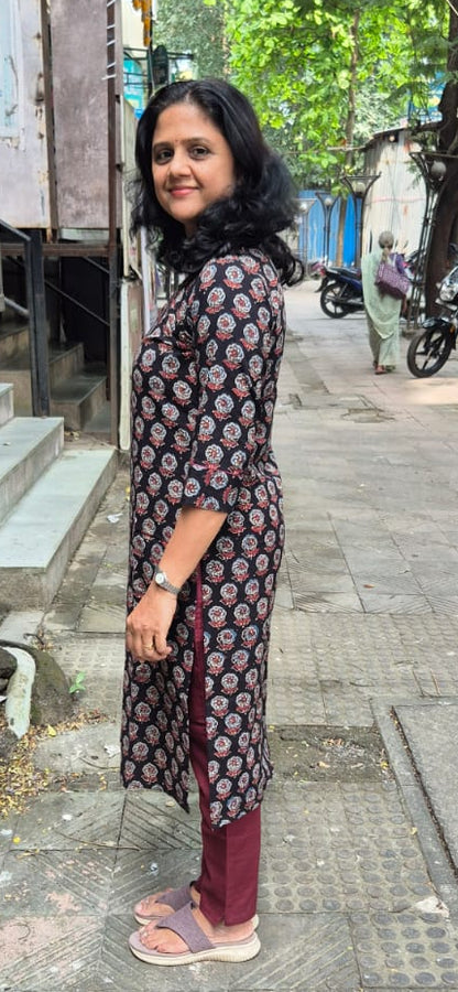 Black Ajrakh Cotton Kurta