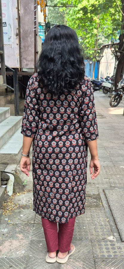 Black Ajrakh Cotton Kurta
