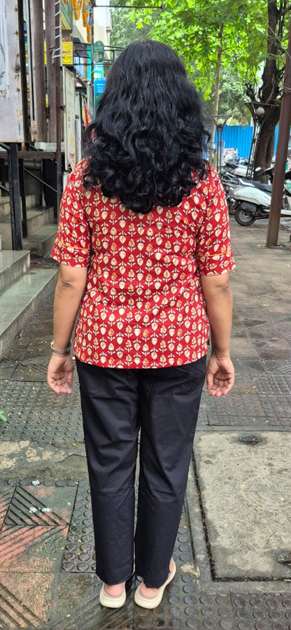 Red Pure Cotton Short Top