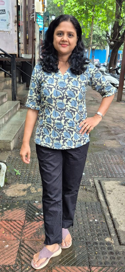 Sky Blue Cotton Short Top