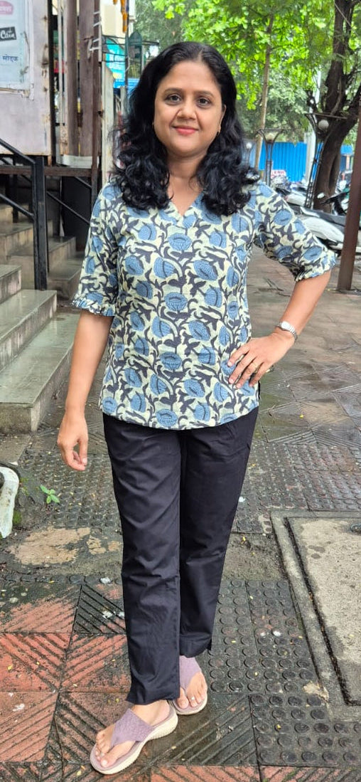 Sky Blue Cotton Short Top