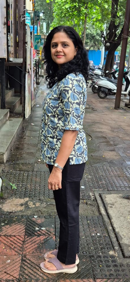 Sky Blue Cotton Short Top