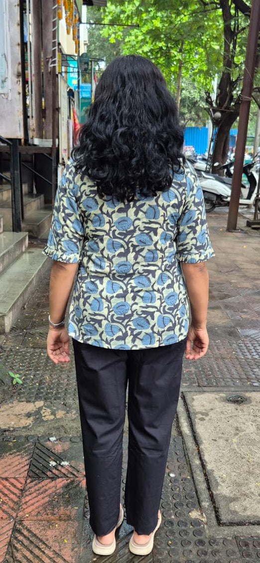 Sky Blue Cotton Short Top