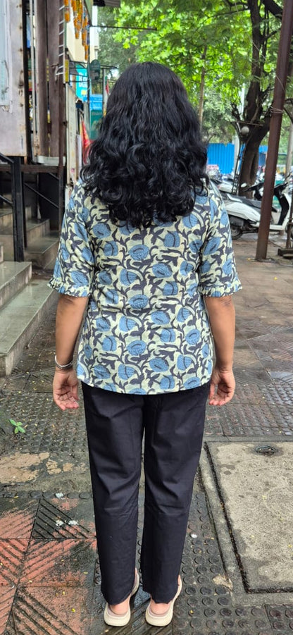 Sky Blue Cotton Short Top