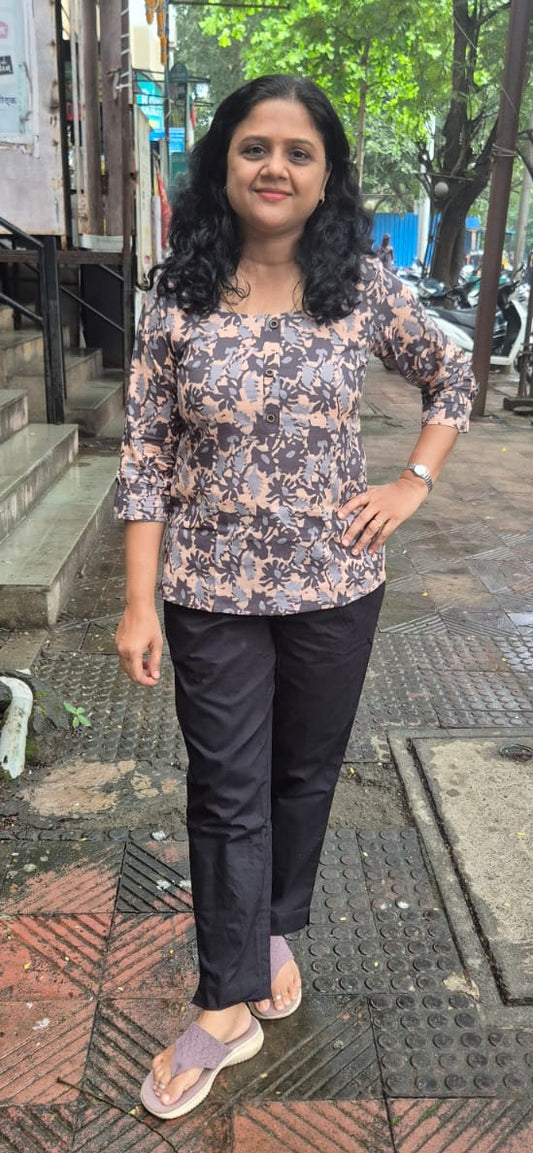 Slate Grey Cotton Short Top