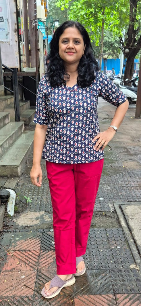 Blue Pure Cotton Short Top