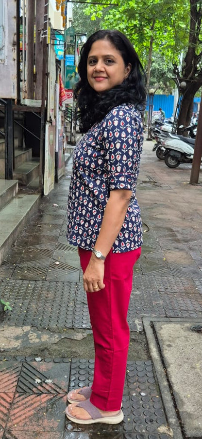 Blue Pure Cotton Short Top