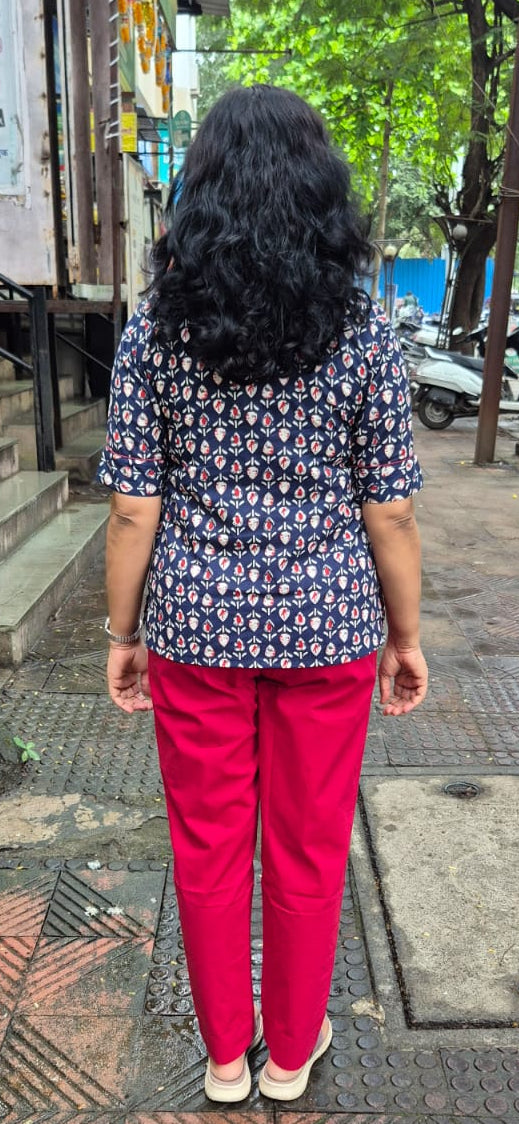 Blue Pure Cotton Short Top