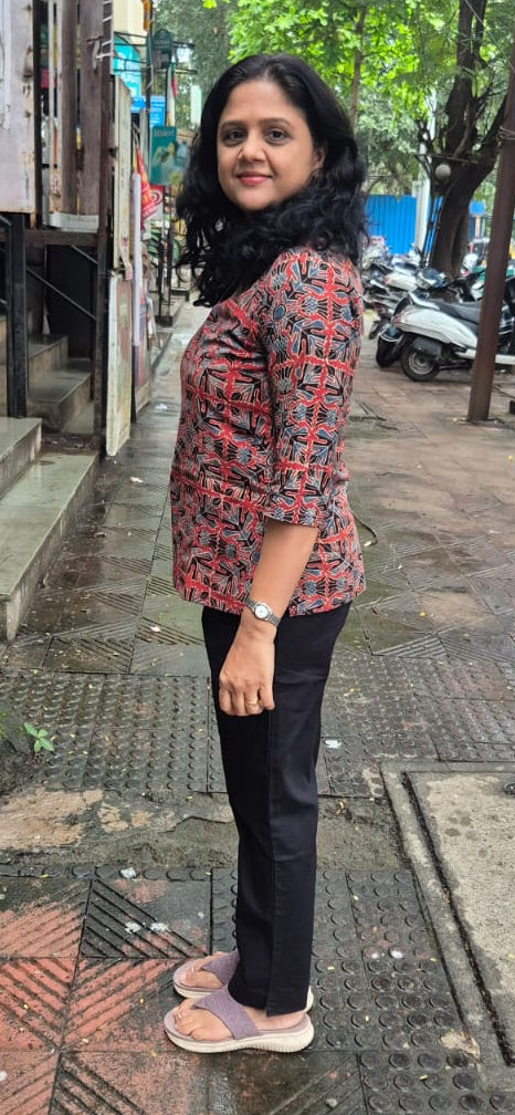 Maroon Ajrakh Cotton Short Top