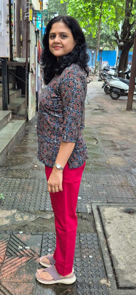 Blue Ajrakh Cotton Short Top