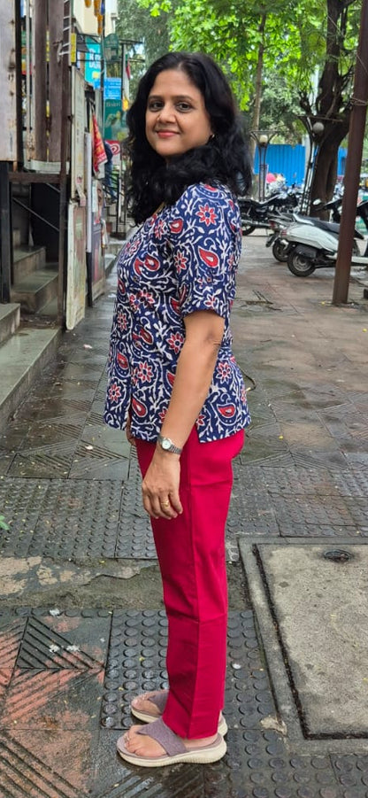 Indigo Cotton Short Top