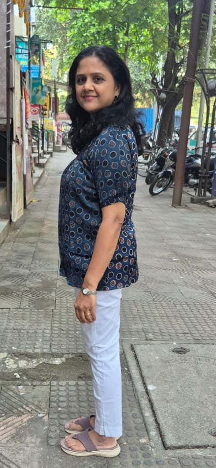 Indigo Handblock Modal Silk Short Top