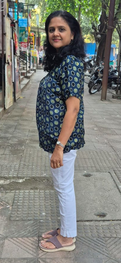 Indigo Handblock Modal Silk Short Top