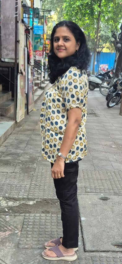 Off White Handblock Modal Silk Short Top