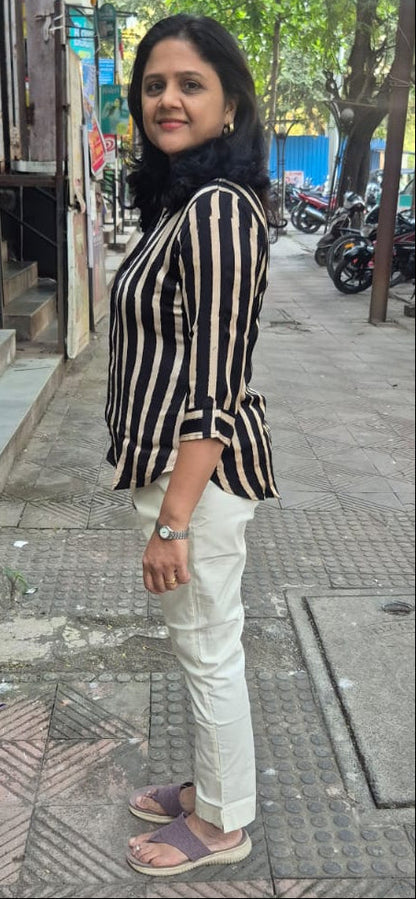 Black Hand Block Modal Silk Shirt