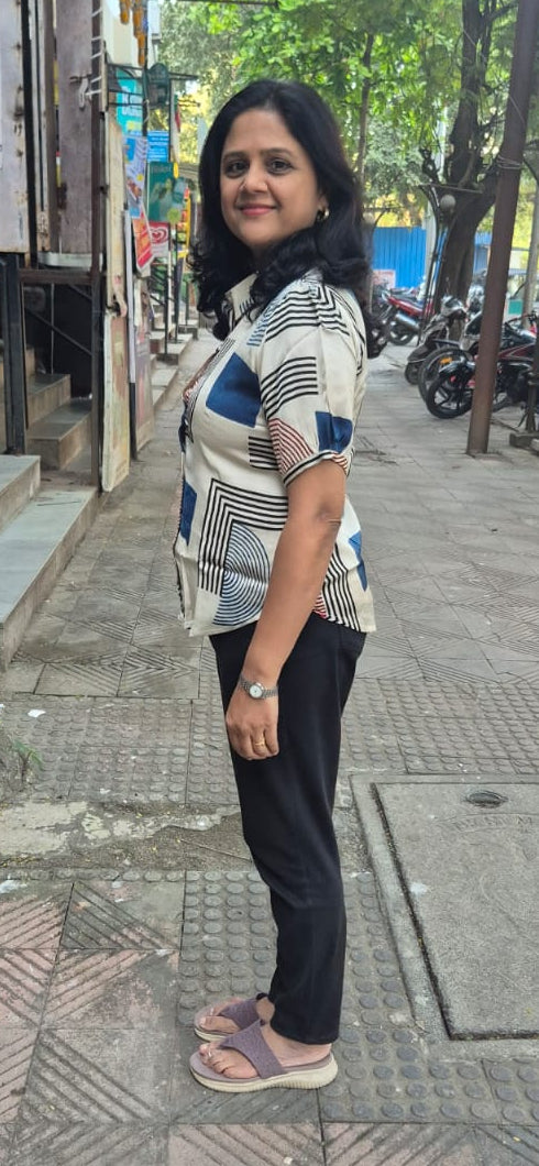 Off White Hand Block Modal Silk Shirt
