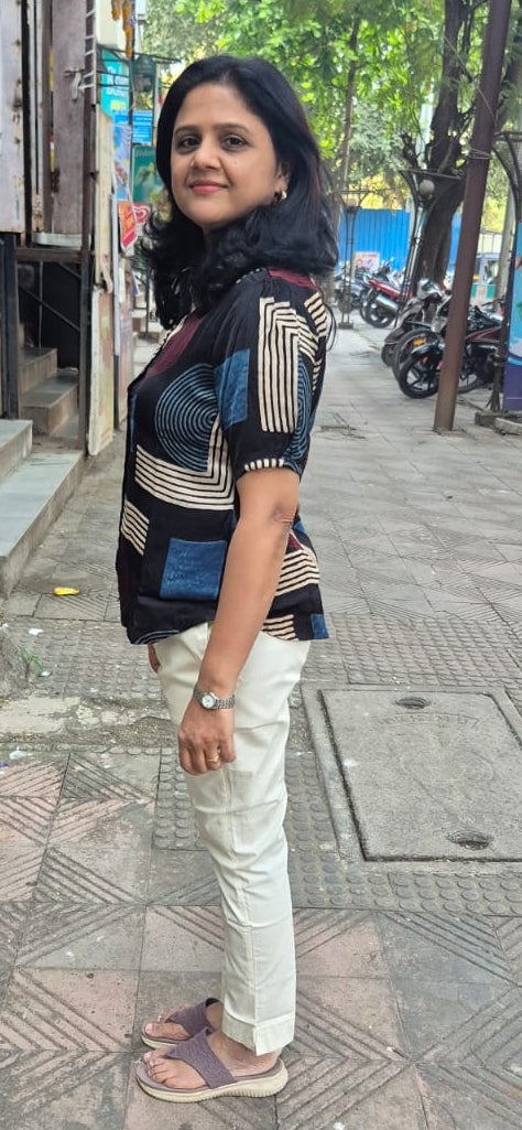 Black Hand Block Modal Silk Shirt