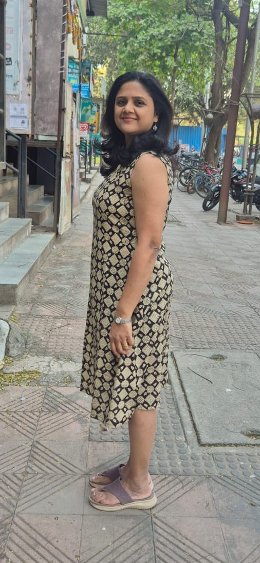 Black Slub Cotton Hand Block Printed One Piece