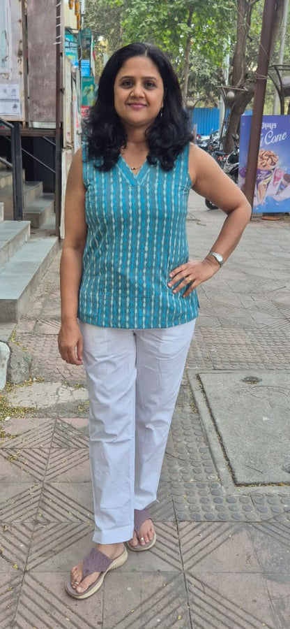 Blue Pure Cotton Short Top