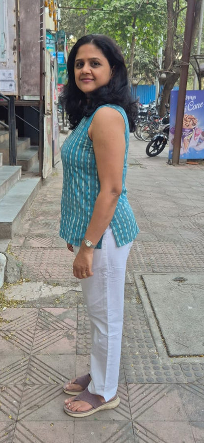 Blue Pure Cotton Short Top